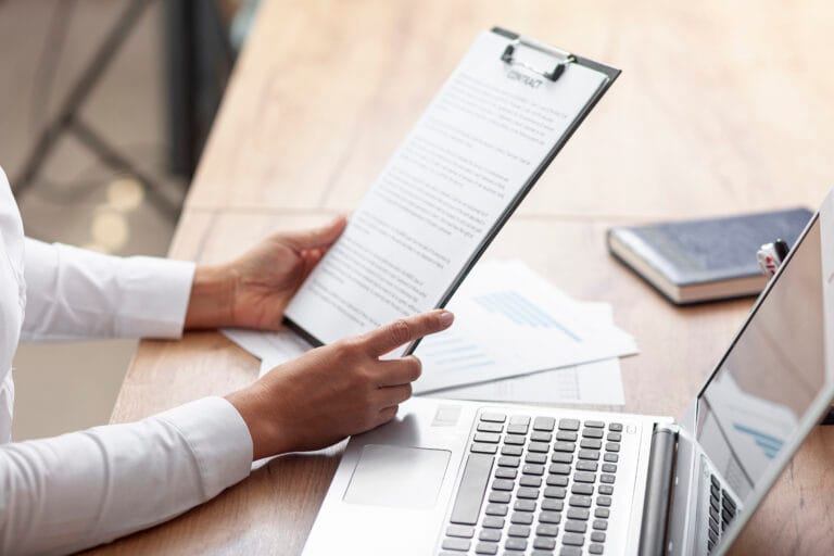 business documents and computer